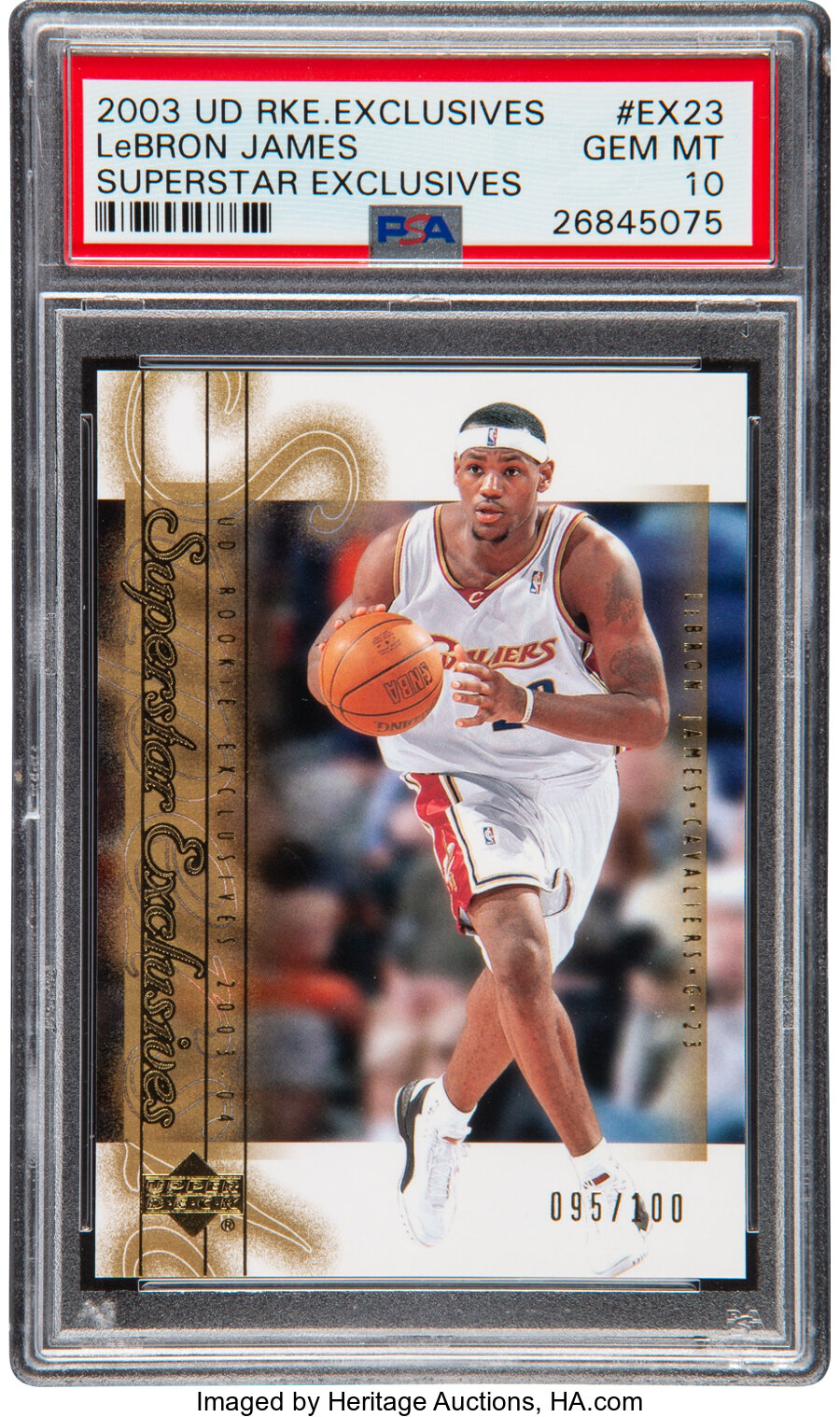 2003 UD Rookie Exclusives Superstar Exclusives LeBron James #EX23 PSA Gem Mint 10 - #'d 95/100