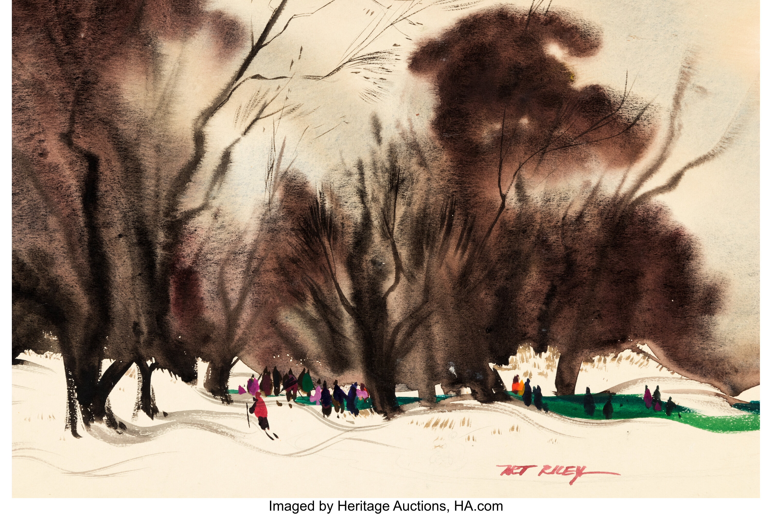 Art Riley "Winter Scene" Painting Original Art (Walt Disney, C. | Lot #99690 | Heritage Auctions