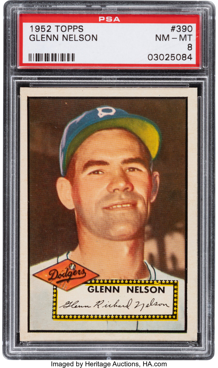 1952 Topps Glenn Nelson #390 PSA NM-MT 8 - Only Two Higher