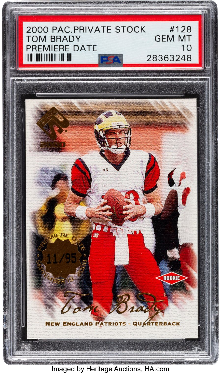 2000 Pacific Private Stock Tom Brady Premiere Date #128 PSA Gem Mint 10 - Serial Numbered 11/95
