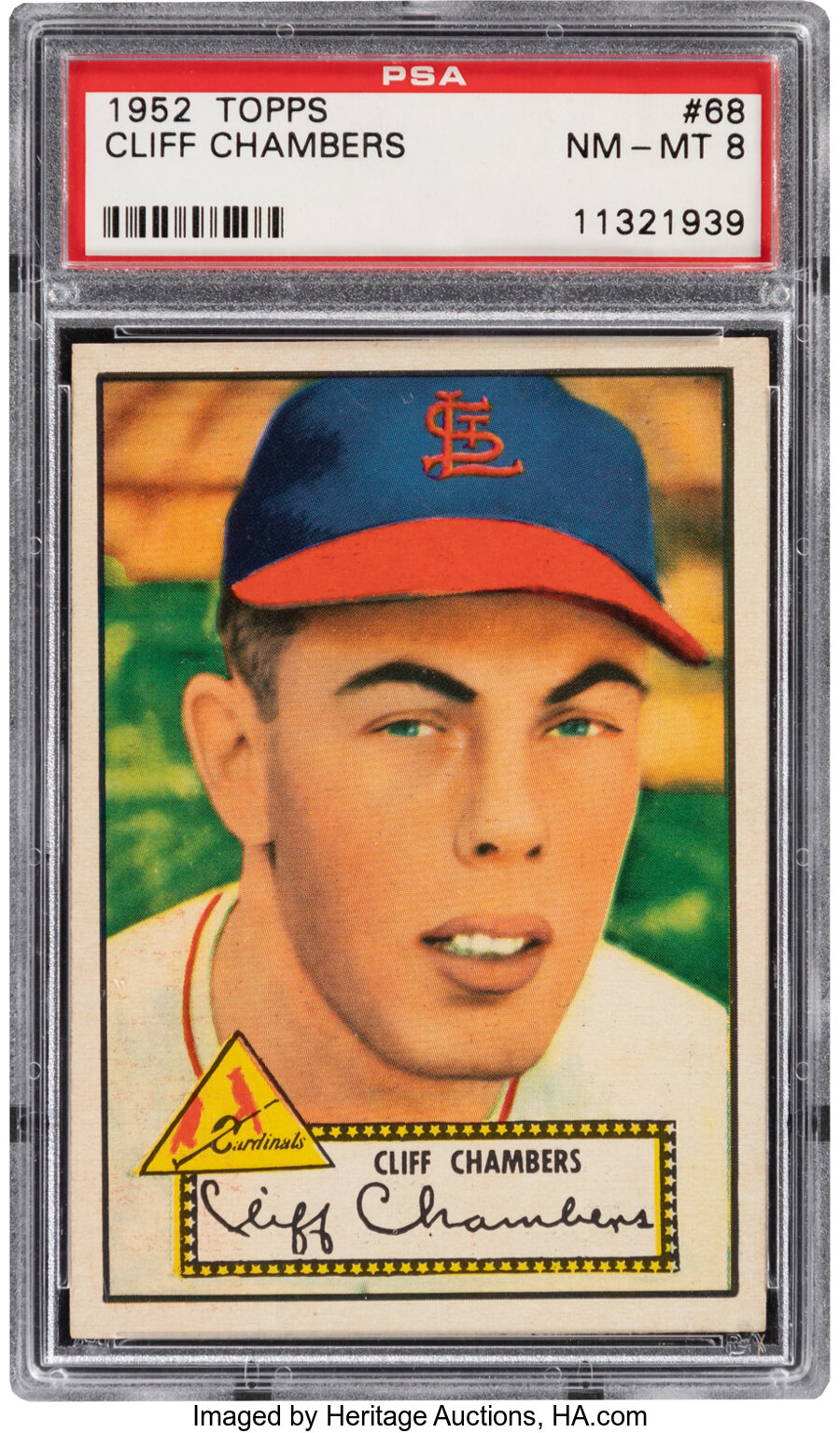 1952 Topps Cliff Chambers (Red Back) #68 PSA NM-MT 8 - None Higher