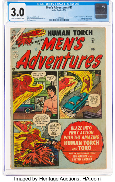 Golden Age (1938-1955):Superhero, Men's Adventures #27 (Atlas, 1954) CGC GD/VG 3.0 Cream to off-white pages....