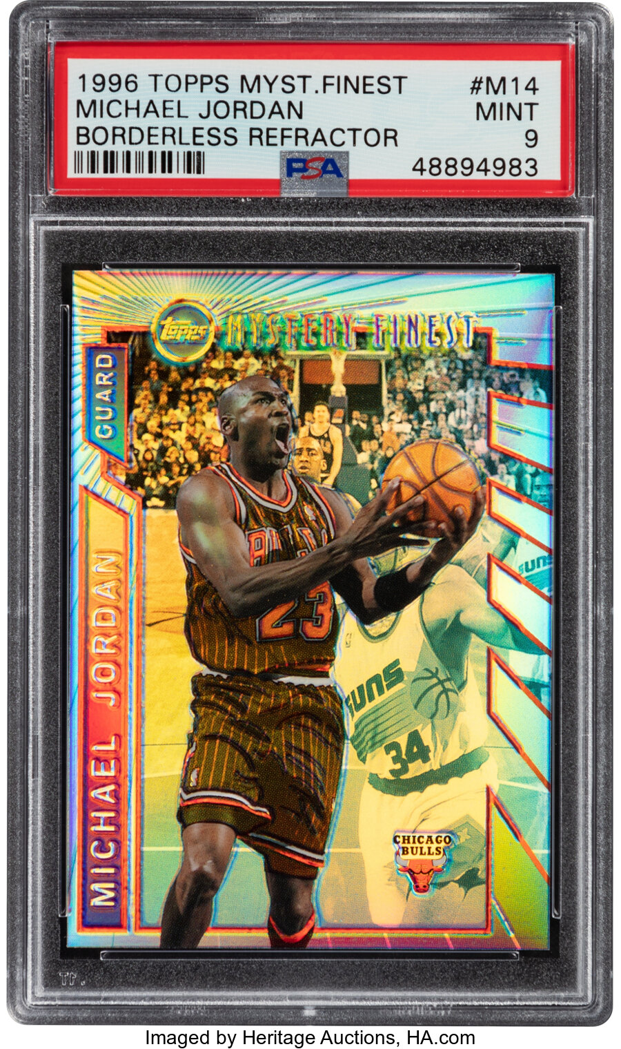 1996 Topps Mystery Finest Michael Jordan (Borderless Refractor) #M14 PSA Mint 9