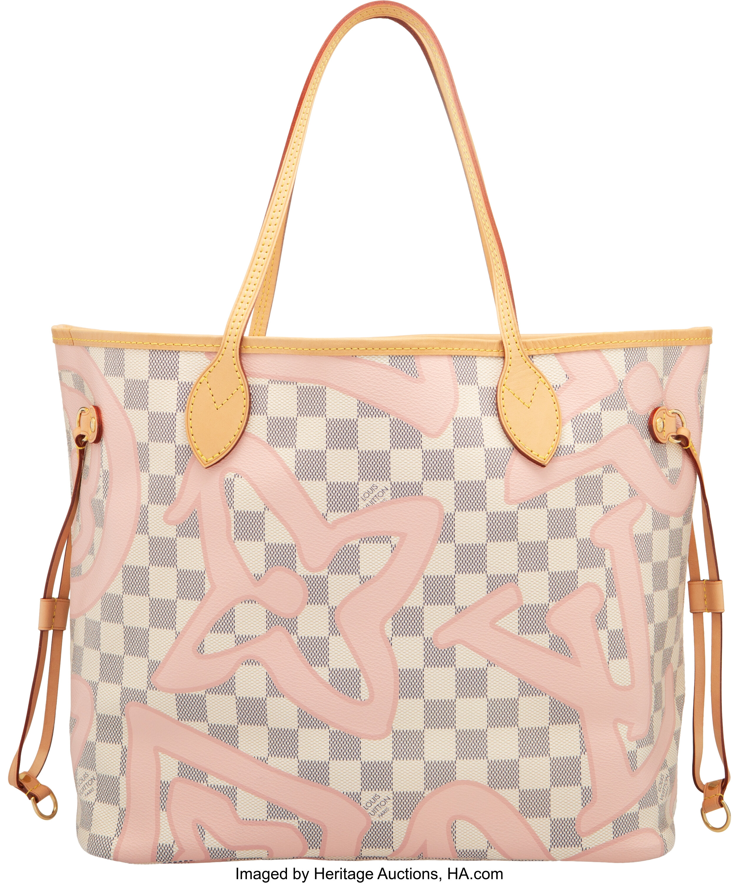 Louis Vuitton 2017 Pre-owned Damier Azur Tahitienne Neverfull mm Tote Bag - White