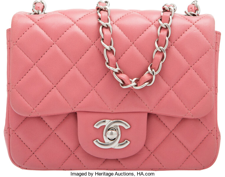 Chanel Quilted Vintage Mini Square Flap Pink Caviar Silver Hardware