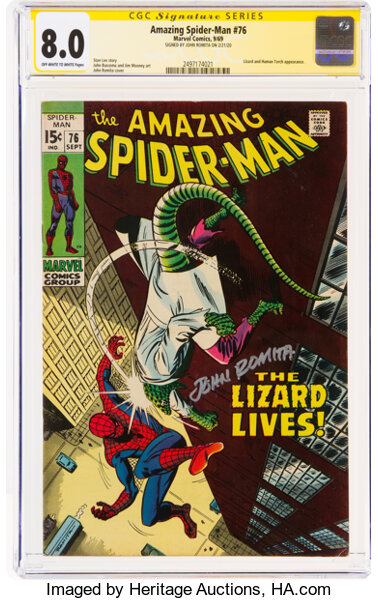 Silver Age (1956-1969):Superhero, The Amazing Spider-Man #76 Signature Series: John Romita (Marvel, 1969) CGC VF 8.0 Off-white to white pages....