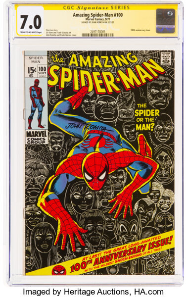 Bronze Age (1970-1979):Superhero, The Amazing Spider-Man #100 Signature Series: John Romita (Marvel, 1971) CGC FN/VF 7.0 Cream to off-white pages....
