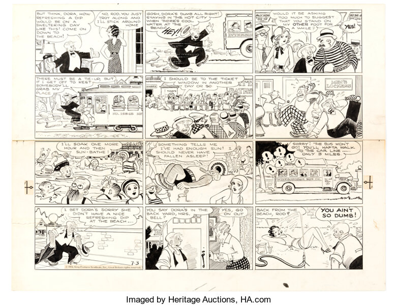 Original Comic Art:Comic Strip Art, Paul Fung Dumb Dora Sunday Comic Strip Original Art dated 7-3-32 (King Features Syndicate, 1932)....