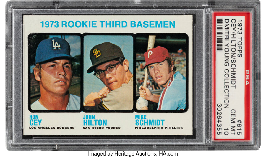 1973 Topps Mike Schmidt - Rookie 3rd Basemen #615 PSA Gem Mint 10--Dmitri Young Collection