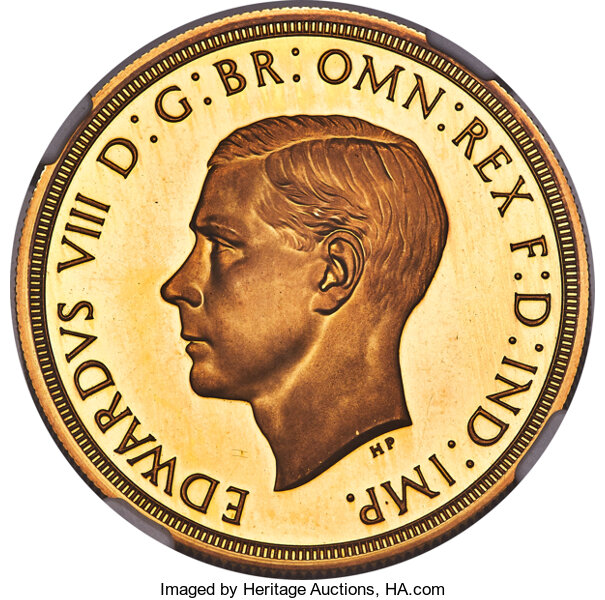 Great Britain, Great Britain: Edward VIII gold Proof Pattern 5 Pounds 1937 PR67 Ultra Cameo NGC,...