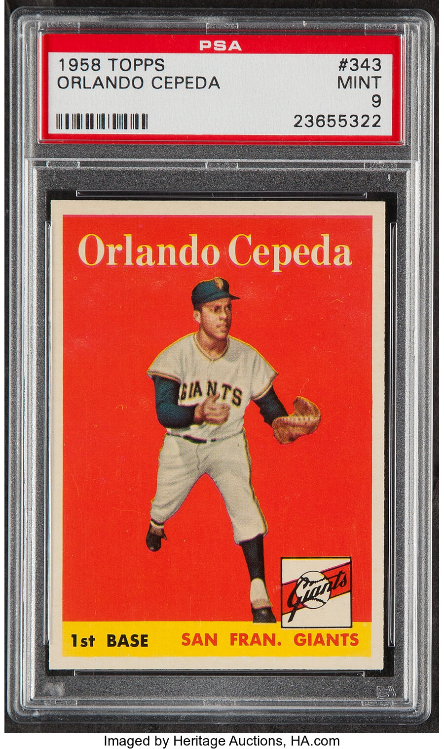 1958 Topps Orlando Cepeda #343 PSA Mint 9 - None Higher