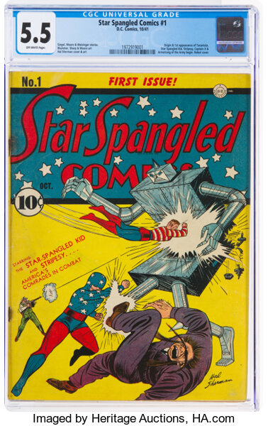 Golden Age (1938-1955):Superhero, Star Spangled Comics #1 (DC, 1941) CGC FN- 5.5 Off-white pages....