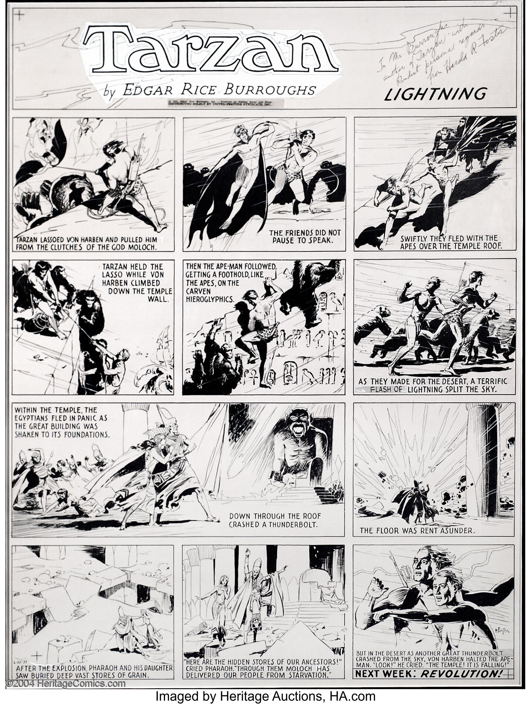 Hal Foster - Tarzan Sunday Original Art Comic Strip Art, dated | Lot #5016  | Heritage Auctions