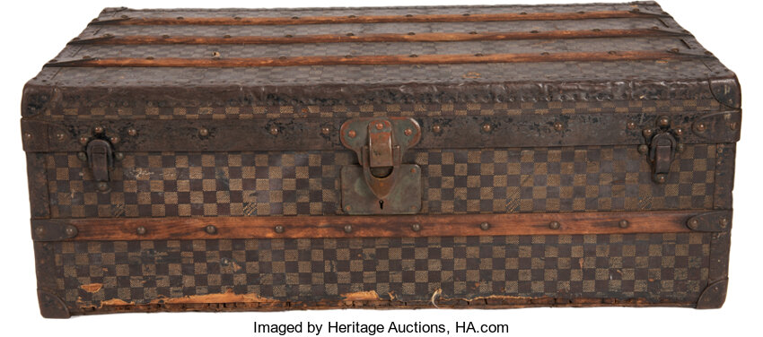 Louis Vuitton Damier Ebene Monogram Coated Canvas Steamer Trunk,, Lot  #58049