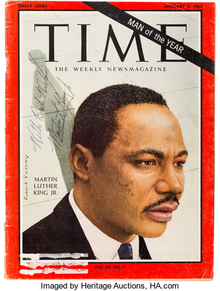 Autographs, Martin Luther King Jr. Time Magazine Cover Signed. ...