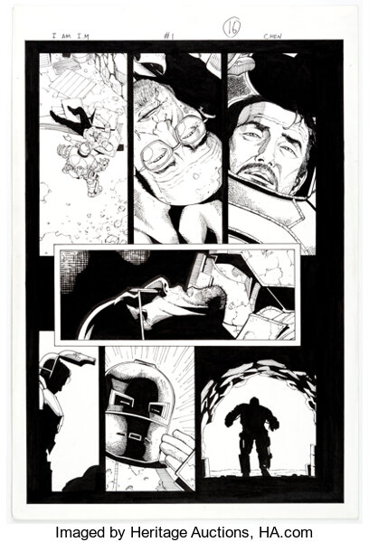 Original Comic Art:Story Page, Sean Chen and Victor Olazaba Iron Man: I Am Iron Man #1 Story Page 16 Original Art (Marvel, ...