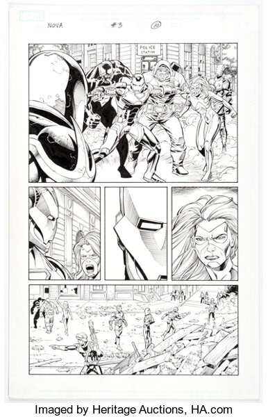 Original Comic Art:Story Page, Sean Chen and Scott Hanna Nova #3 Story Page 10 Original Art (Marvel, 2007). ...
