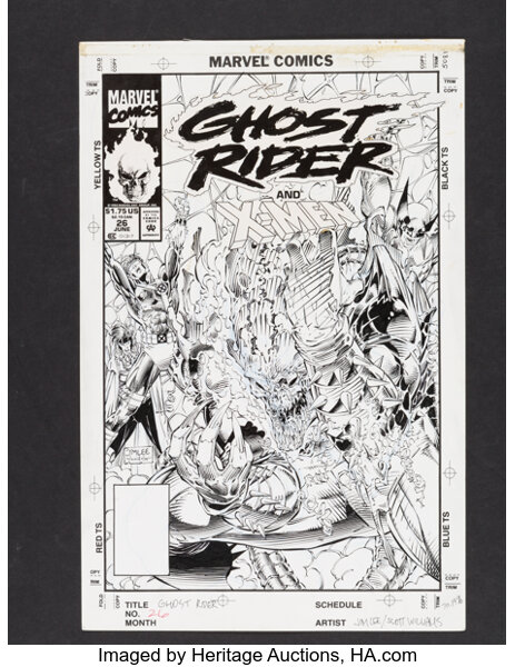 Original Comic Art:Covers, Jim Lee and Scott Williams Ghost Rider