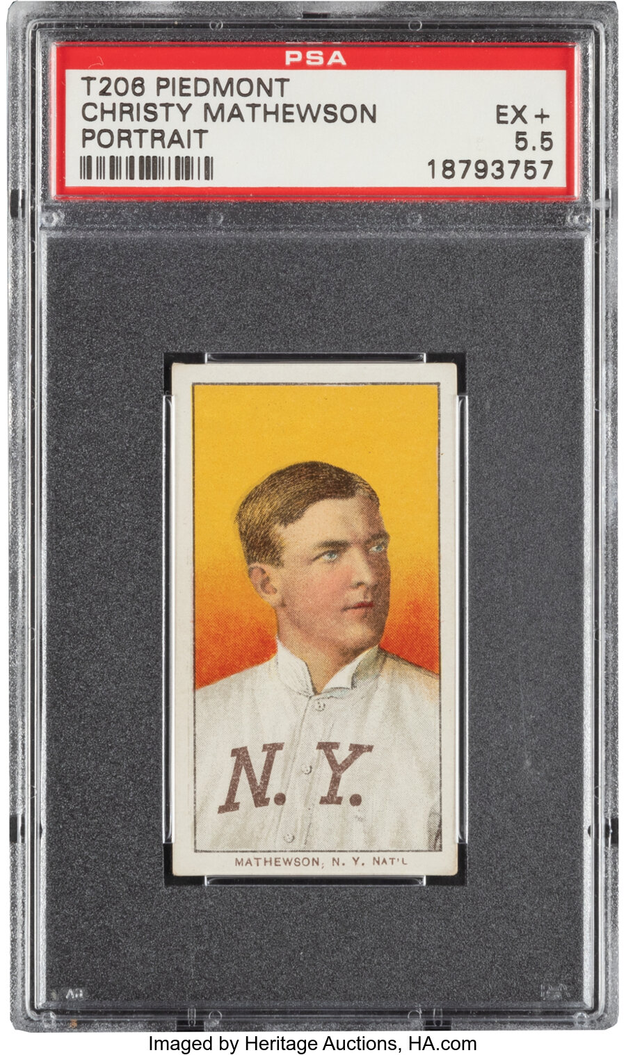 1909-11 T206 Piedmont 350 Christy Mathewson (Portrait) PSA EX+ 5.5 - Pop One, Only Two Higher for Brand/Series