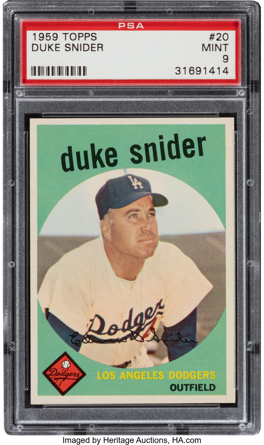 1959 Topps Duke Snider #20 PSA Mint 9 - Two Higher
