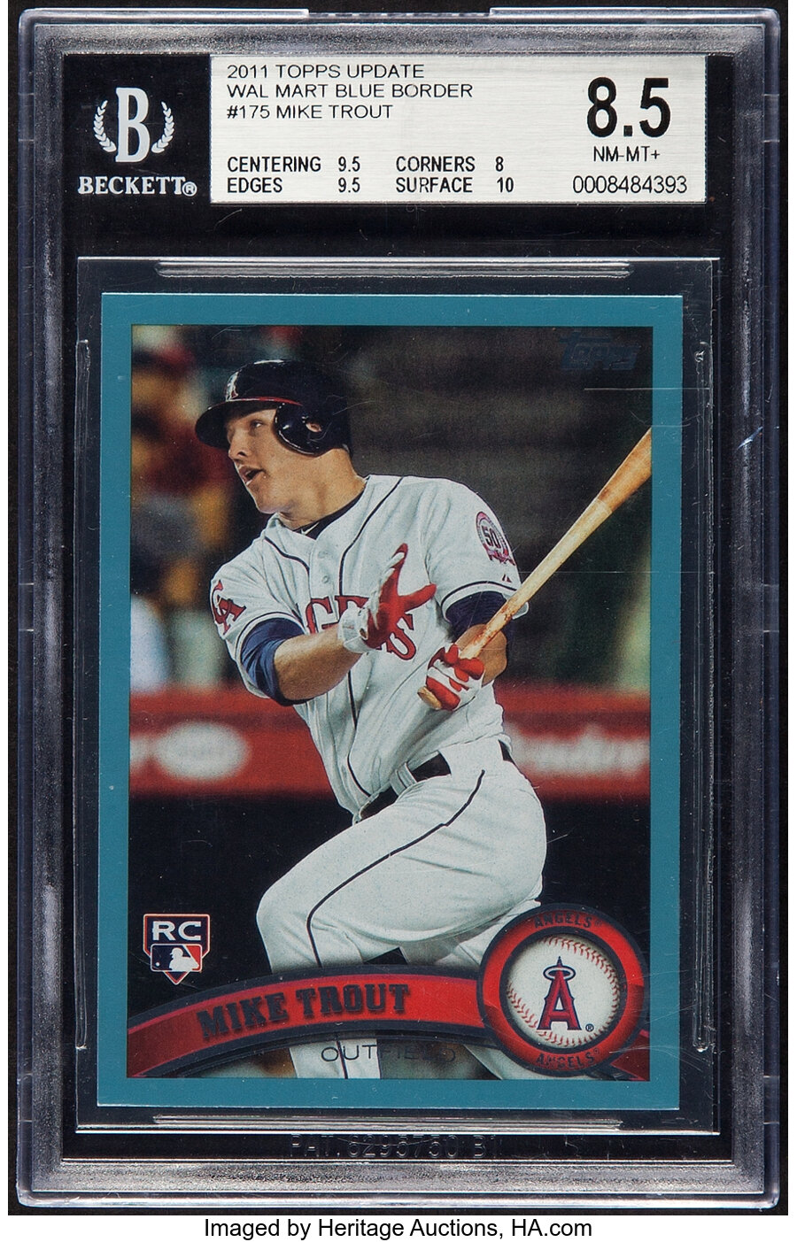 2011 Topps Update Mike Trout (Wal Mart Blue Border) #US175 BGS NM-MT+ 8.5