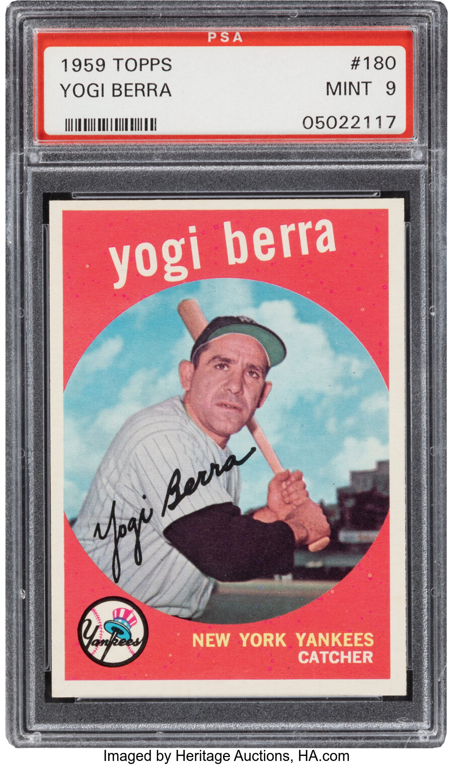 1959 Topps Yogi Berra #180 PSA Mint 9 - Only One Higher