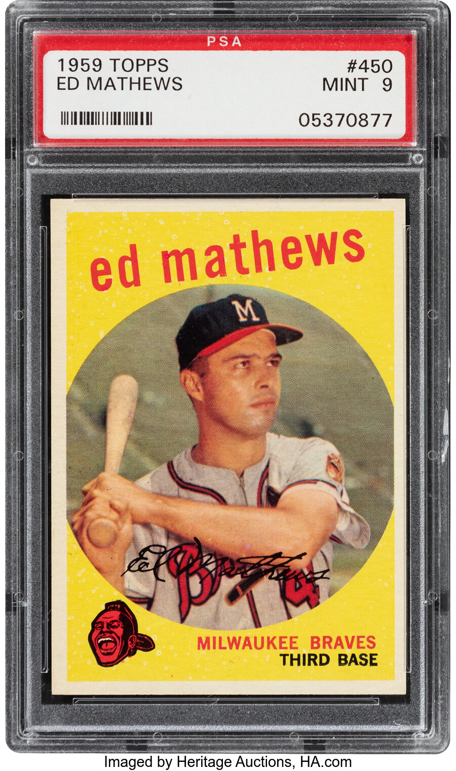 1959 Topps Ed Mathews #450 PSA Mint 9 - Only One Higher