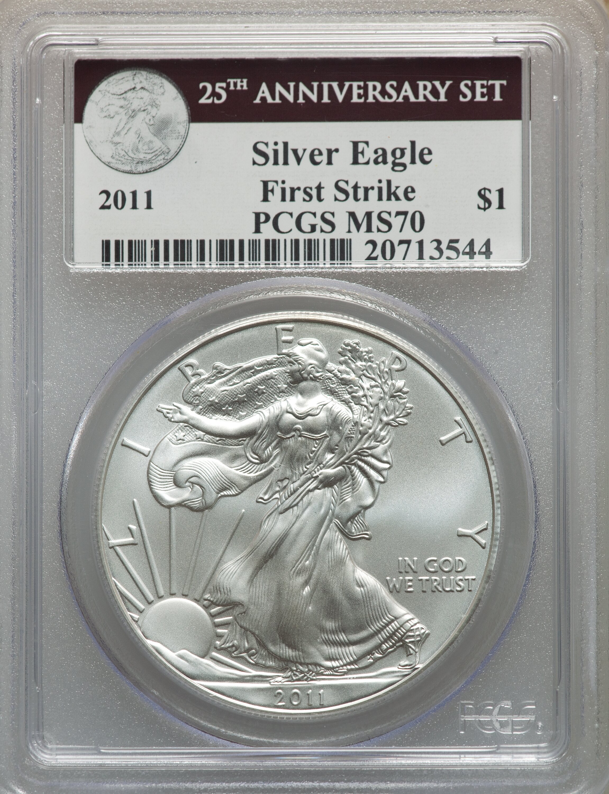 2011 25 Anniversary PCGS FIRST STRIKE MS70 SILVER EAGLE 