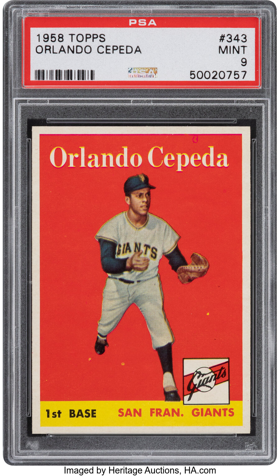 1958 Topps Orlando Cepeda #343 PSA Mint 9 - None Higher!