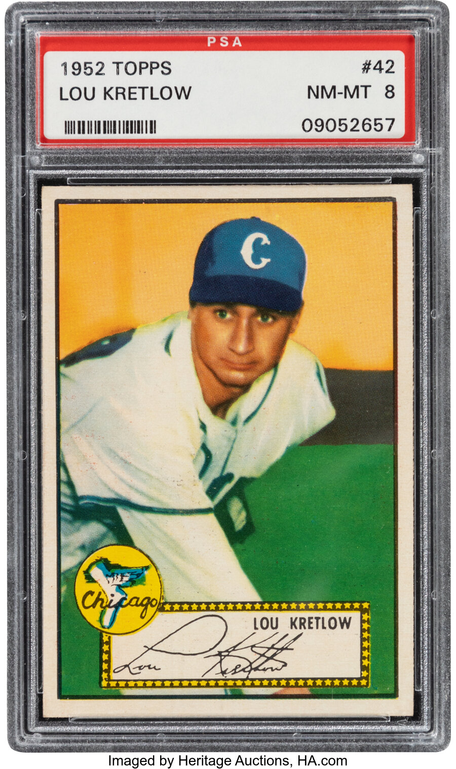 1952 Topps Lou Kretlow #42 PSA NM-MT 8 - Only One Higher