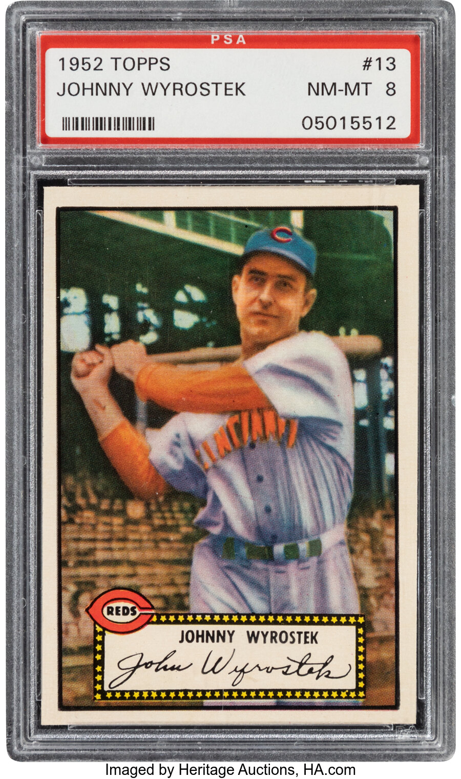 1952 Topps Johnny Wyrostek (Black Back) #13 PSA NM-MT 8 - Only Two Higher