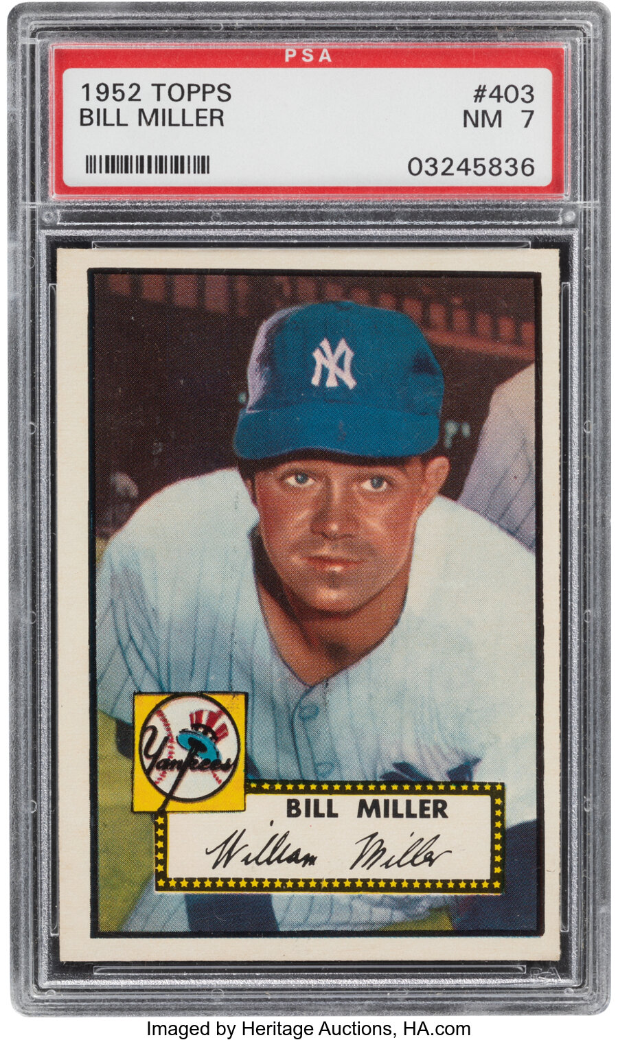 1952 Topps Bill Miller #403 PSA NM 7