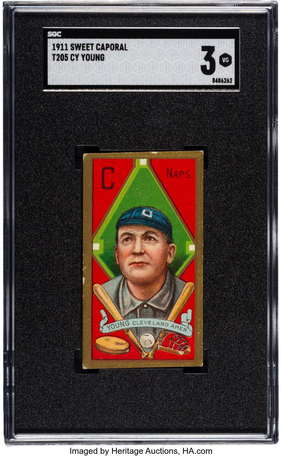 1911 T205 Sweet Caporal Cy Young SGC VG 3