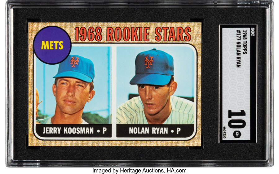 1968 Topps Nolan Ryan - Mets Rookies #177 SGC Gem Mint 10 - Pop Two!