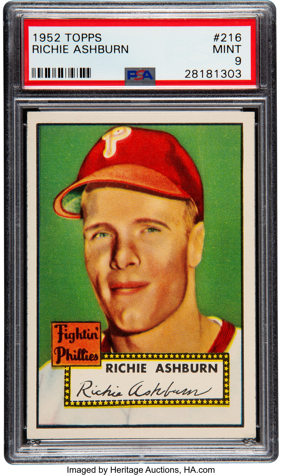 1952 Topps Richie Ashburn #216 PSA Mint 9 - None Higher