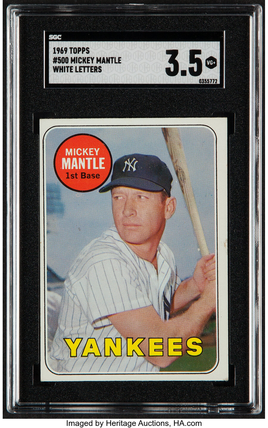 1969 Topps Mickey Mantle (White Letters) #500 SGC VG+ 3.5