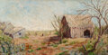 Paintings, Bess Greathouse (American, 1887-1967). An Old Barn Six Miles From
Town, 1939. Oil on Masonite. 9 x 18 inches (22.9 x 45....
