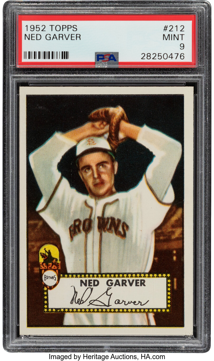 1952 Topps Ned Garver #212 PSA Mint 9 - None Higher