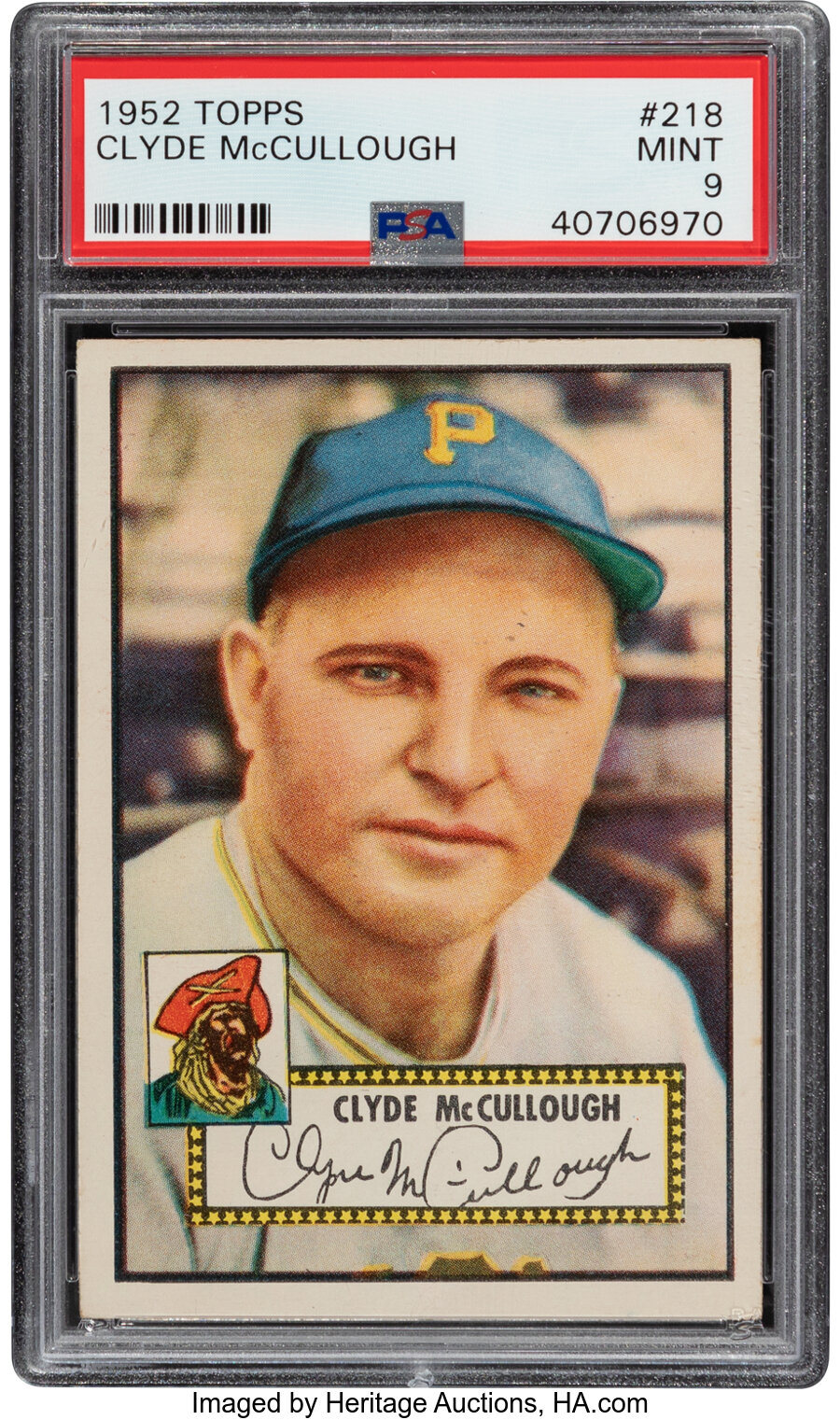 1952 Topps Clyde McCullough #218 PSA Mint 9 - None Higher
