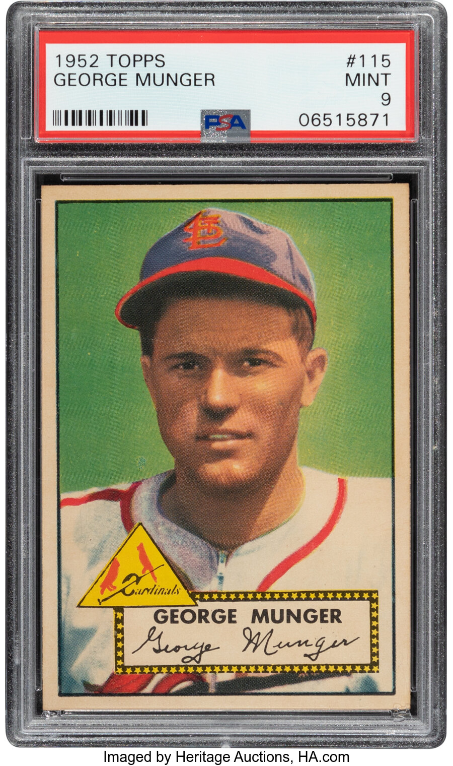 1952 Topps George Munger #115 PSA Mint 9 - None Higher