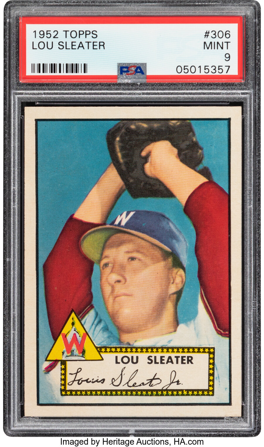 1952 Topps Lou Sleater #306 PSA Mint 9 - Pop Eight, One Higher!