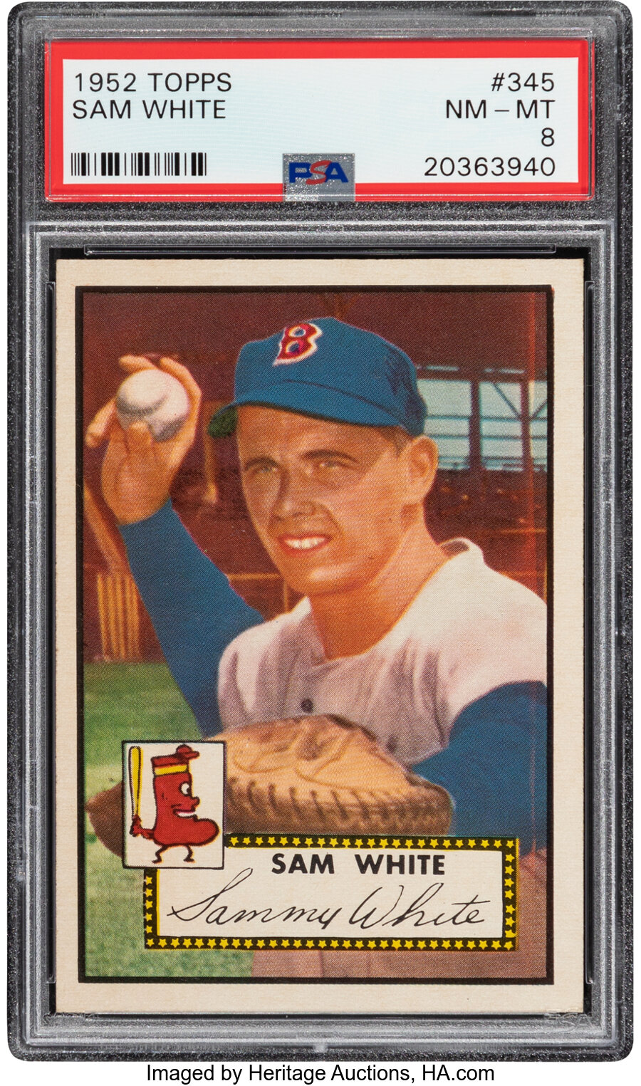 1952 Topps Sam White #345 PSA NM-MT 8