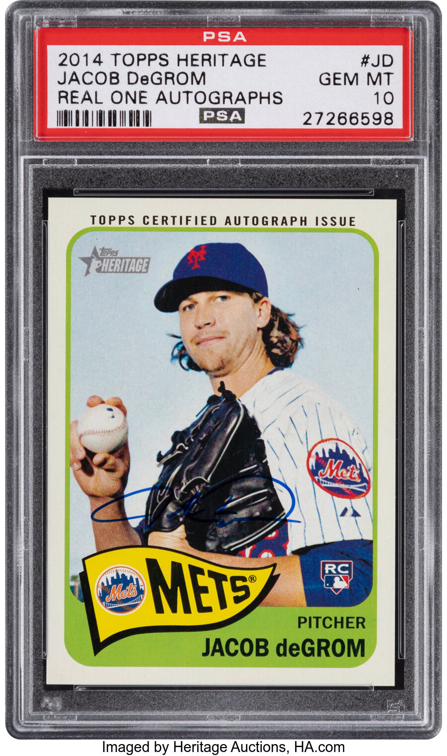 2014 Topps Heritage Jacob deGrom (Real One Autographs) Rookie #JD PSA Gem Mint 10