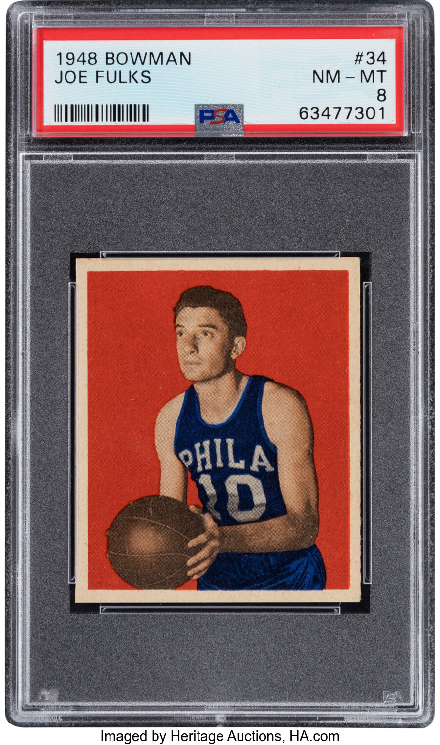 1948 Bowman Joe Fulks #34 PSA NM-MT 8