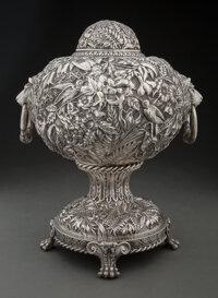 A Kirk & Sons Coin Silver Covered Urn, Baltimore, Maryland, circa 1875 Marks: S. Kirk & Son, 11OZ 13-1/2 x 11 x...