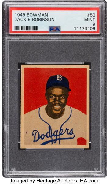 Baseball Cards:Singles (1940-1949), 1949 Bowman Jackie Robinson #50 PSA Mint 9....