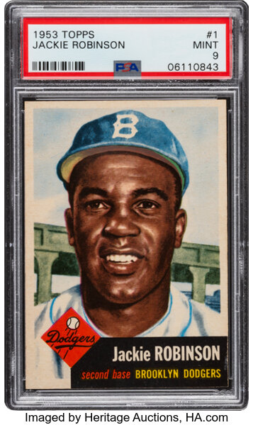 Baseball Cards:Singles (1950-1959), 1953 Topps Jackie Robinson #1 PSA Mint 9 - Only One Higher!...