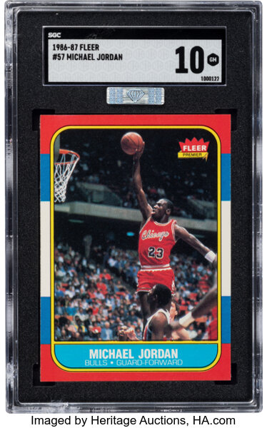 Basketball Cards:Singles (1980-Now), 1986 Fleer Michael Jordan Rookie #57 SGC Gem Mint 10....
