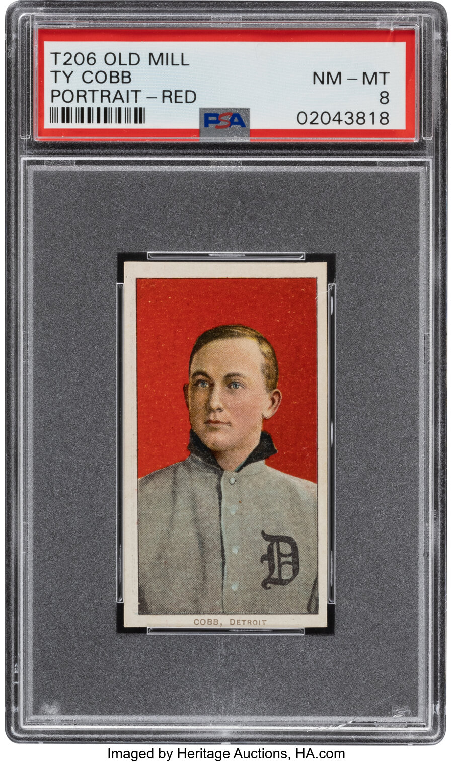 1909-11 T206 Old Mill Ty Cobb (Red Portrait) PSA NM-MT 8 - Pop One, None Higher!