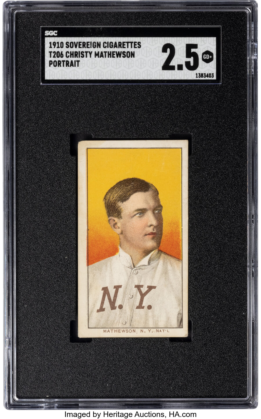 1909-11 T206 Sovereign 350 Christy Mathewson (Portrait) SGC Good+ 2.5